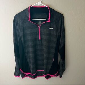 Avia Women’s Quarter Zip Athletic Pullover | Black & Pink | XL